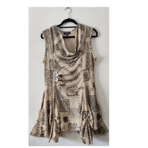 Papillon Handkerchief Sharkbite Knit Dress/Tunic L Artsy Lagenlook Art To Wear - Picture 1 of 8